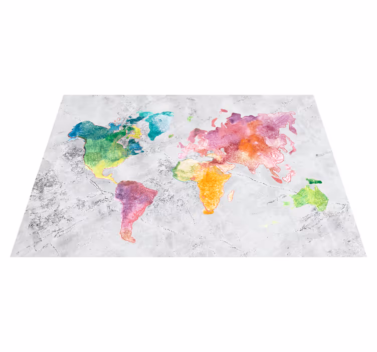 Stone look colourful world map vinyl carpet - TenStickers