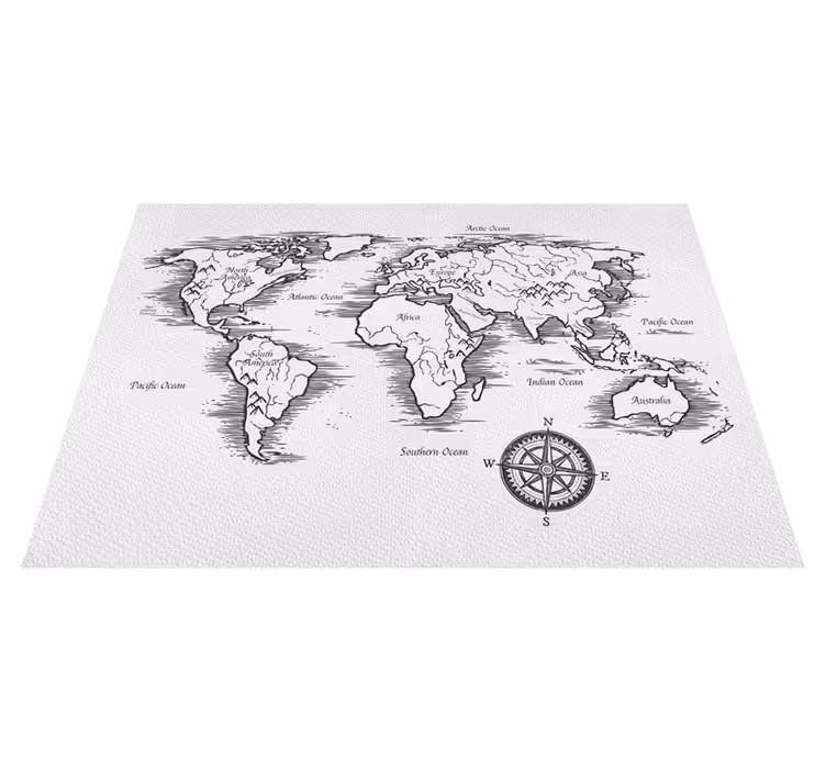 World map vinyl carpet elegant world map design - TenStickers