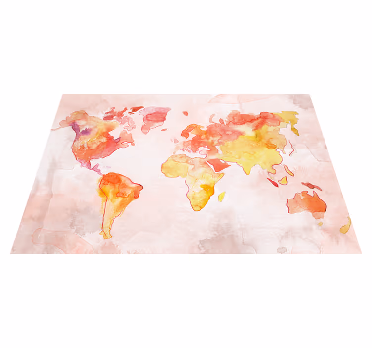 World map vinyl carpet pastel watercolor design - TenStickers