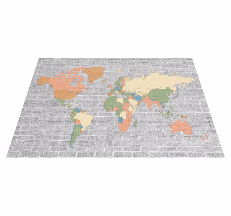 World map vinyl carpet in stone pattern vintage design - TenStickers