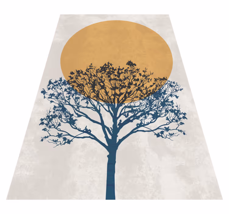 Floral vinyl carpet with tree at sunrise - TenStickers