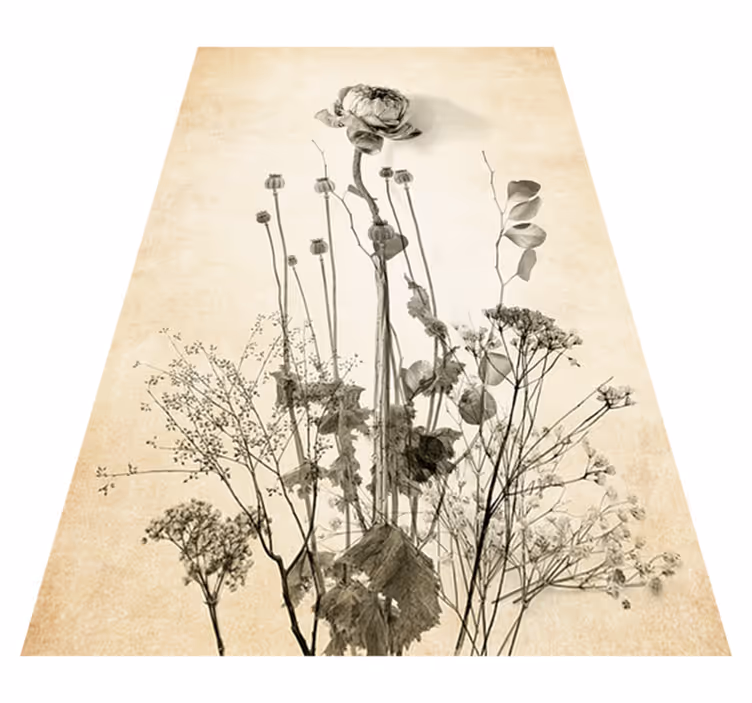 Floral vinyl carpet with a bouquet of flowers on beige - TenStickers