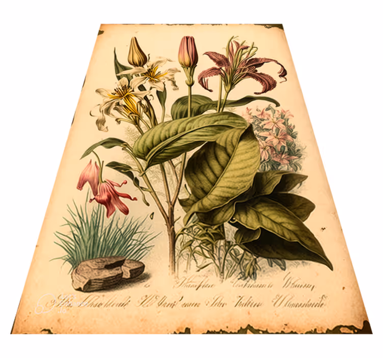 Floral vinyl carpet vintage botanical design - TenStickers