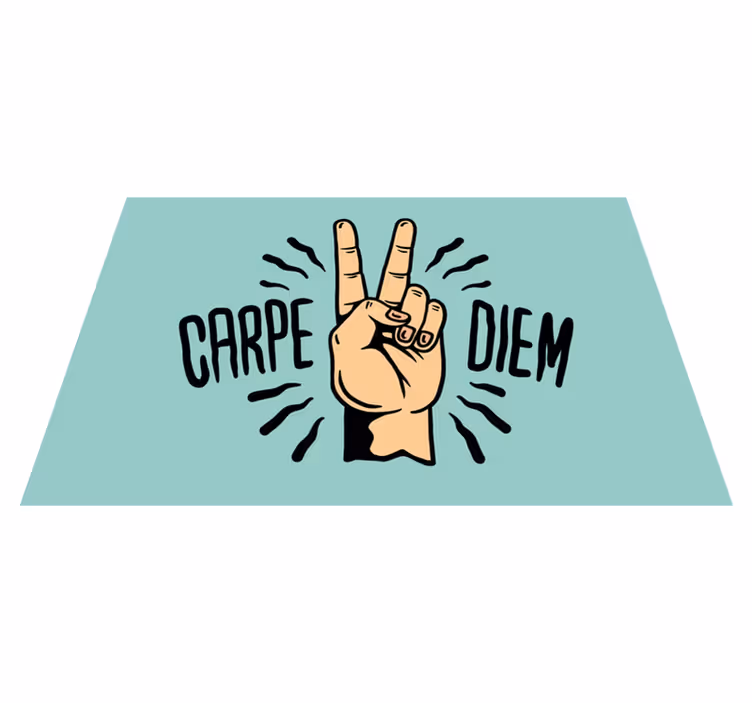 Custom vinyl carpet carpe diem peace hand design - TenStickers