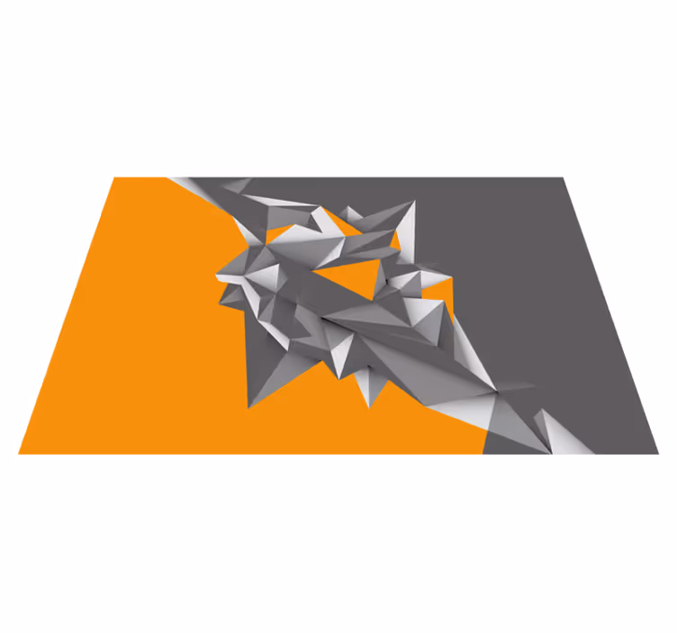 Geometric vinyl carpet in gray and orange shapes - TenStickers