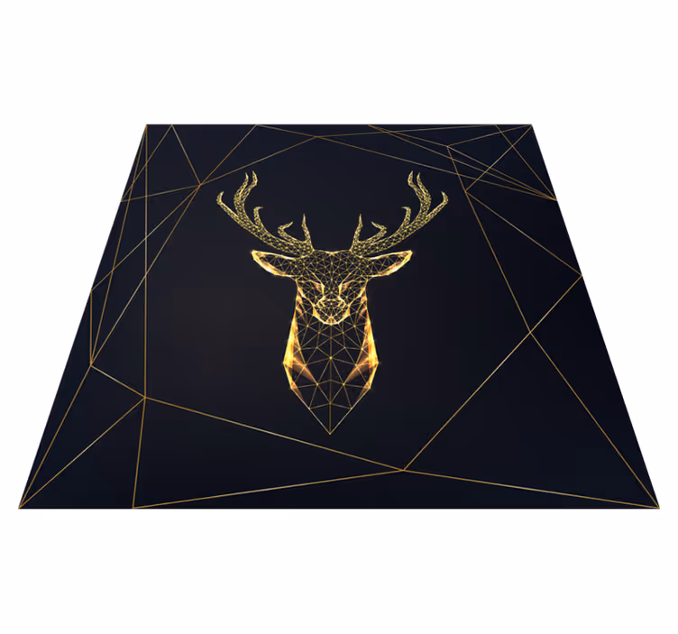 Geometric vinyl carpet featuring a golden stag - TenStickers