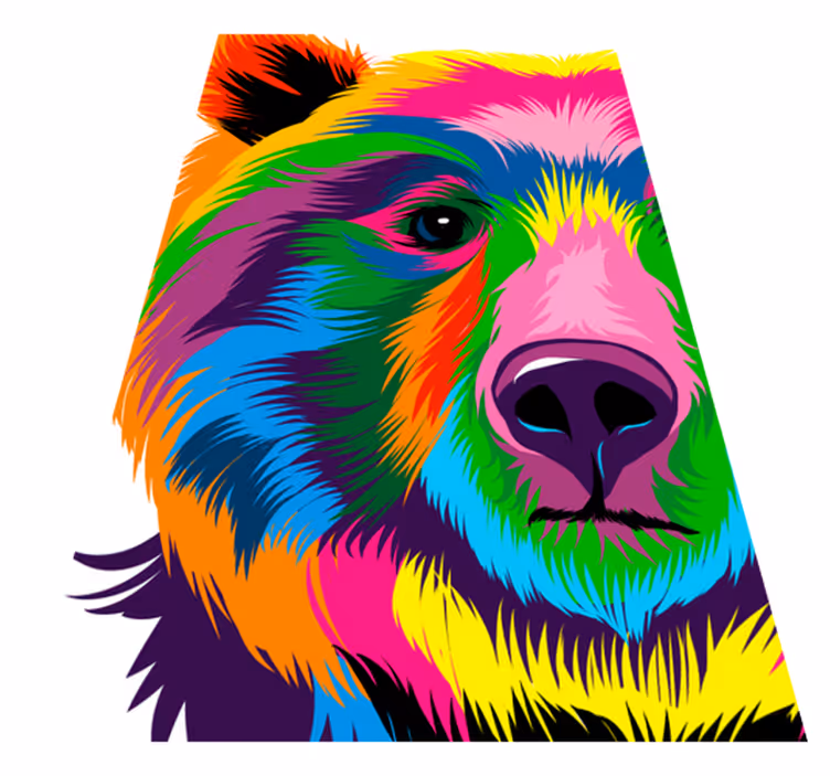 Colorful bear geometric vinyl carpet - TenStickers