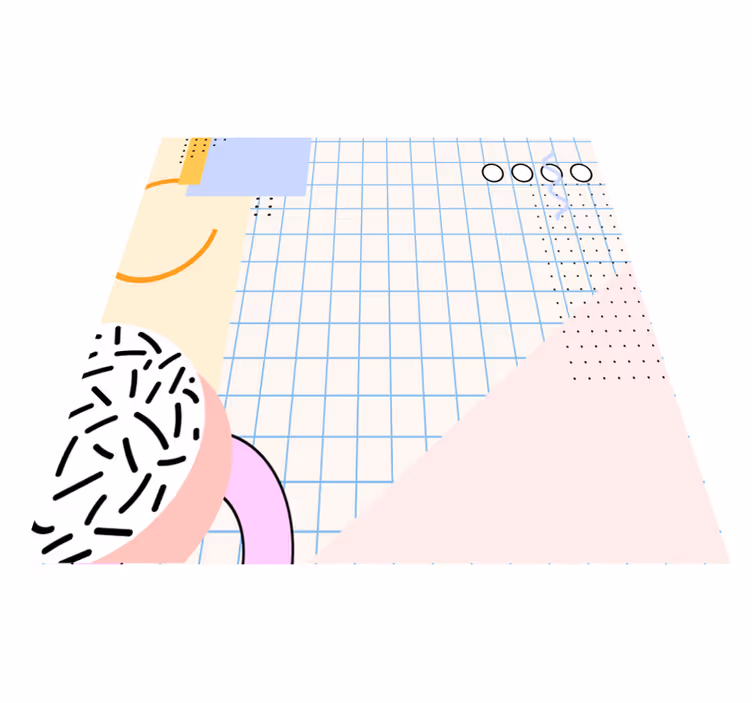 Geometric vinyl carpet in colorful 80s abstract squares - TenStickers