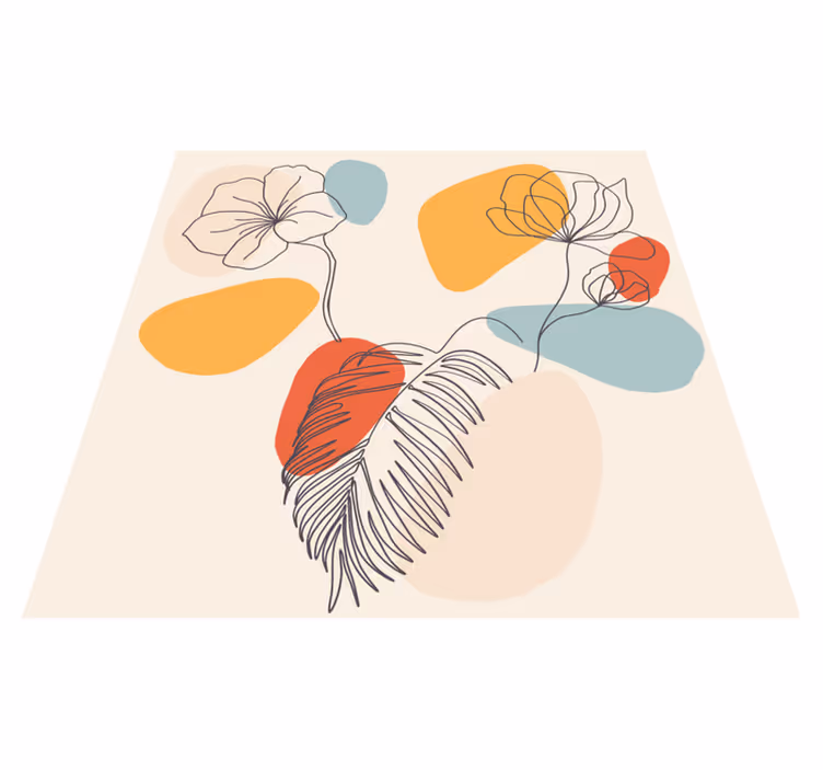Geometric vinyl carpet with botanical wall art - TenStickers