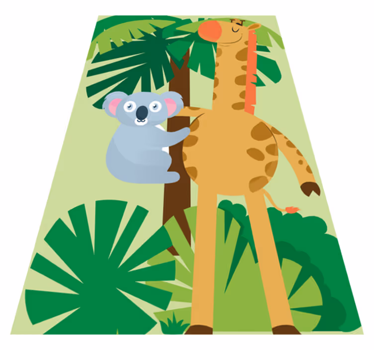 Kids vinyl carpet koalas embracing a giraffe 4 - TenStickers