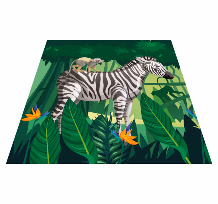 Kids vinyl carpet giraffe zebra and monkey set 4 - TenStickers