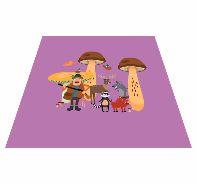 Kids vinyl carpet birds in mushroom forest - TenStickers