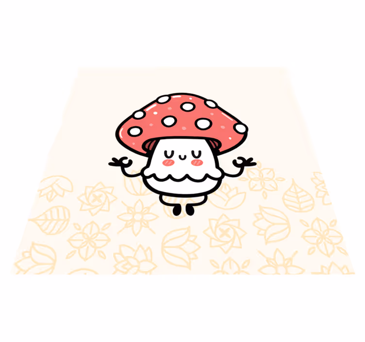 Kids vinyl carpet cute funny happy mushroom - TenStickers