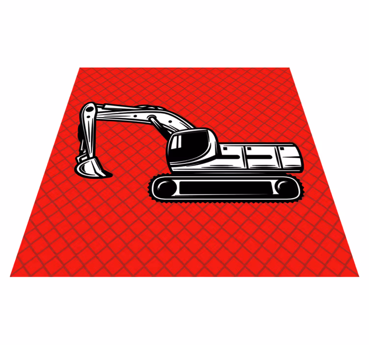 Kids vinyl carpet monocolor large excavator - TenStickers