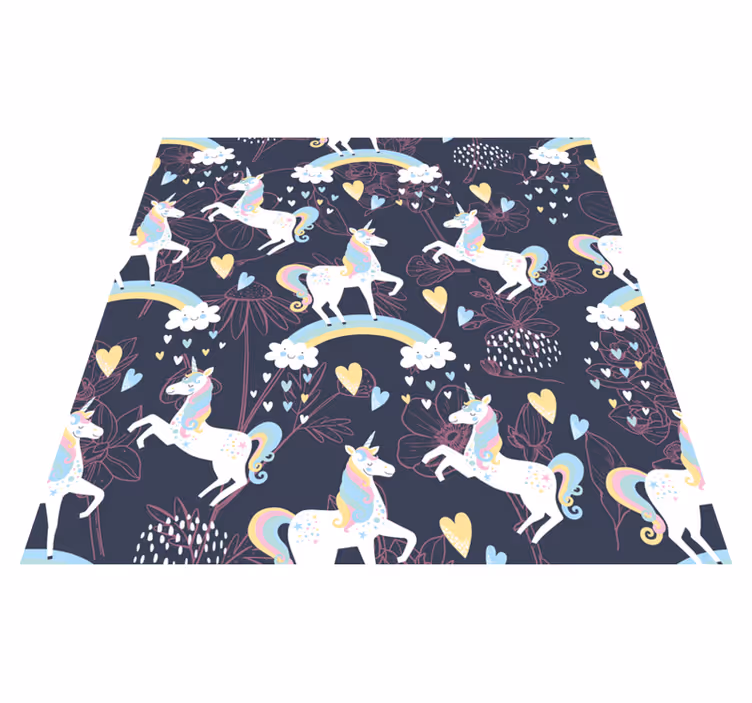 Kids vinyl carpet with pink unicorn floral design - TenStickers