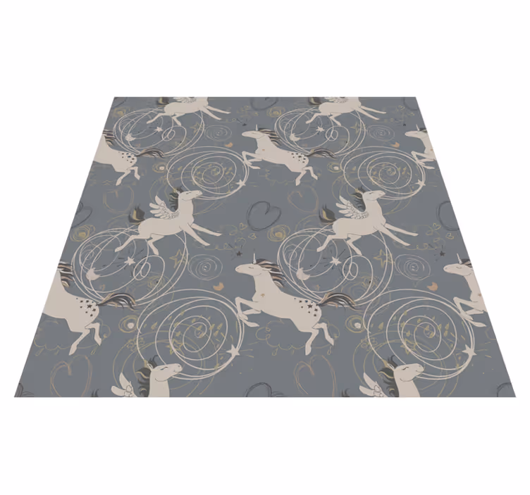 Kids vinyl carpet with pegasus unicorns on dark background - TenStickers