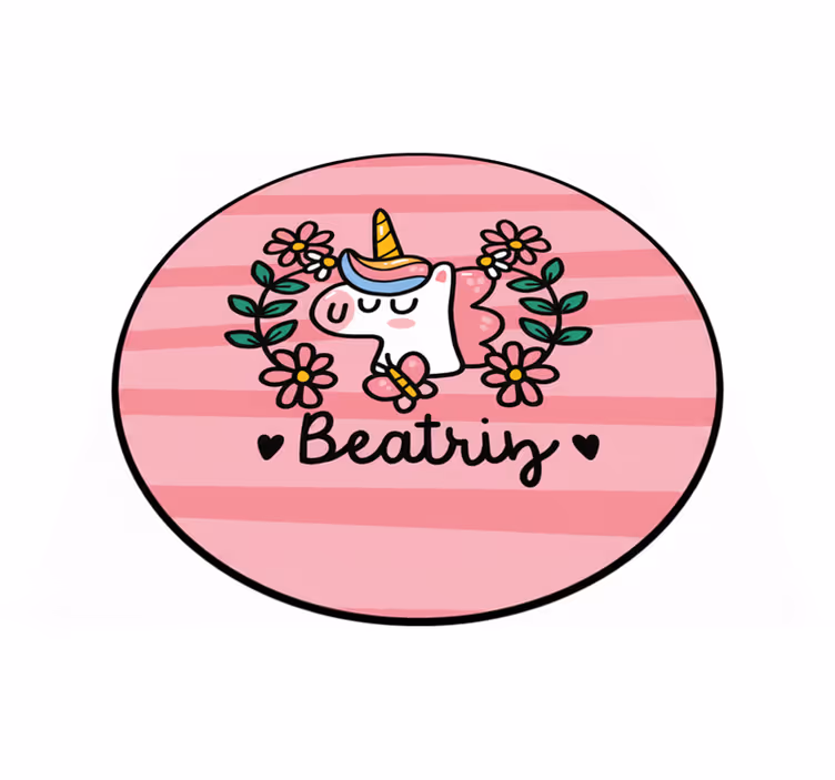 Kids vinyl carpet cute flower unicorn design - TenStickers