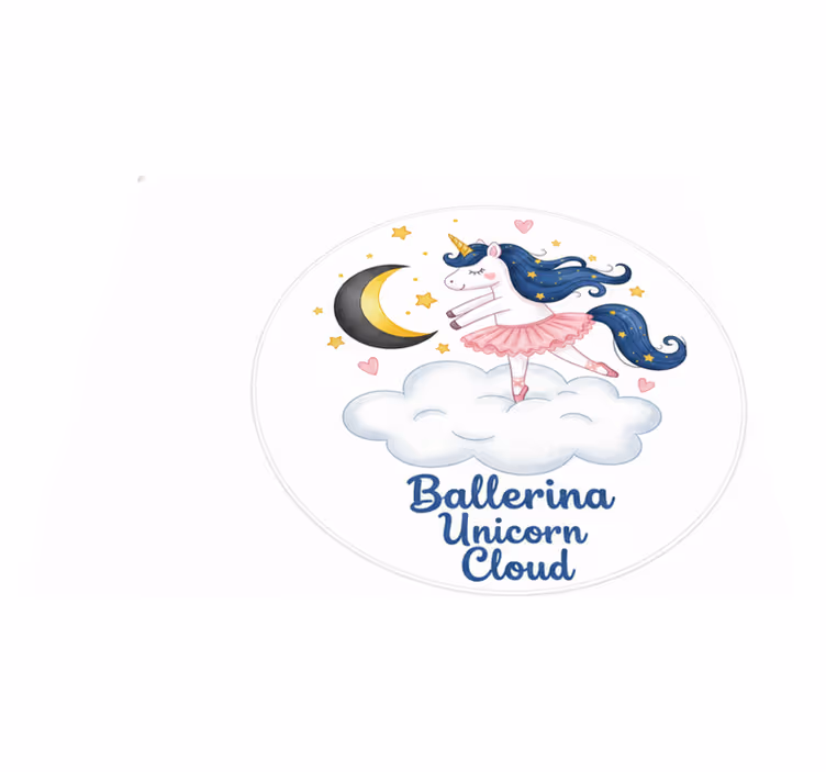 Kids vinyl carpet ballerina unicorn on cloud - TenStickers