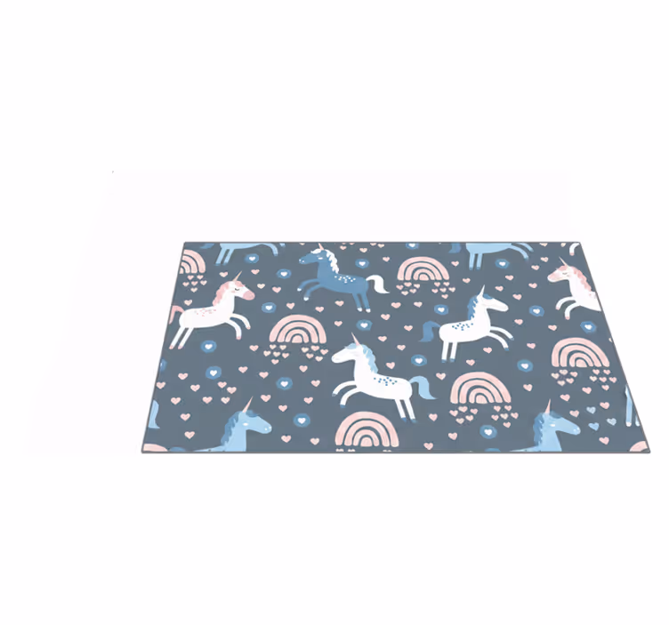 Kids vinyl carpet with pink rainbows and unicorns - TenStickers