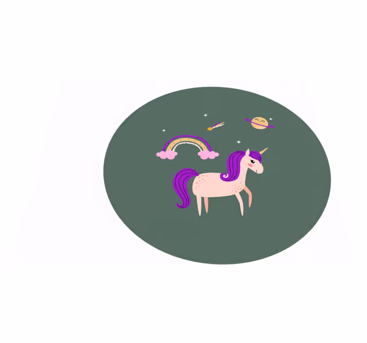 Kids vinyl carpet with artistic unicorns on green - TenStickers