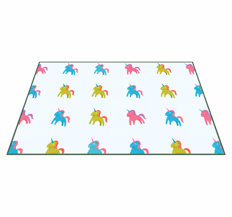 Kids vinyl carpet colorful unicorns on light blue - TenStickers