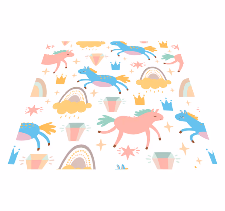 Kids vinyl carpet with cute unicorns and rainbows - TenStickers
