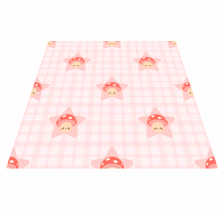 Kids vinyl carpet cute pink mushroom design - TenStickers