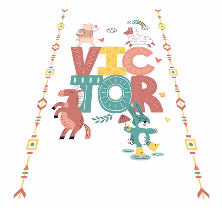 Kids vinyl carpet featuring customizable farm animals - TenStickers