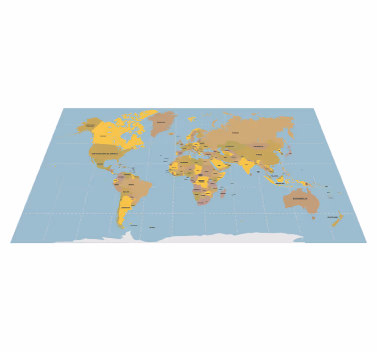 Blue and beige world map vinyl carpet - TenStickers