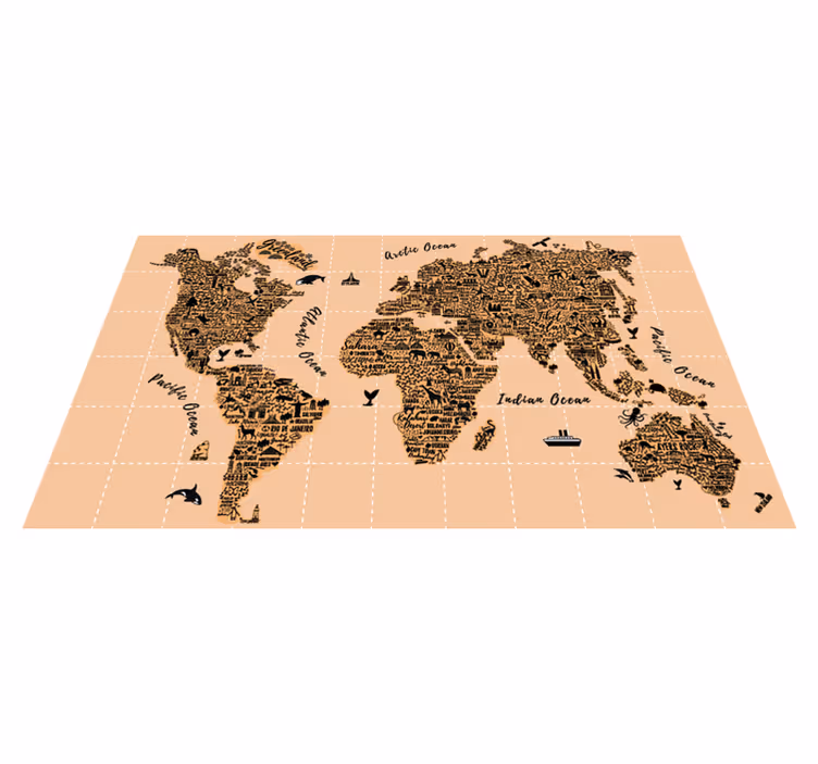 Cities world map vinyl carpet - TenStickers