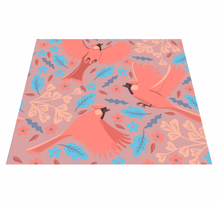 Living room vinyl carpet with blush birds on branch - TenStickers