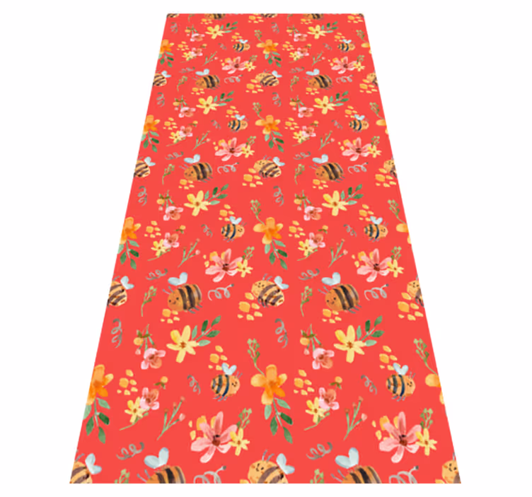 Living room vinyl carpet retro bees and flowers - TenStickers