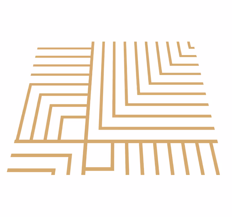 Living room vinyl carpet in white and gold geometric design - TenStickers