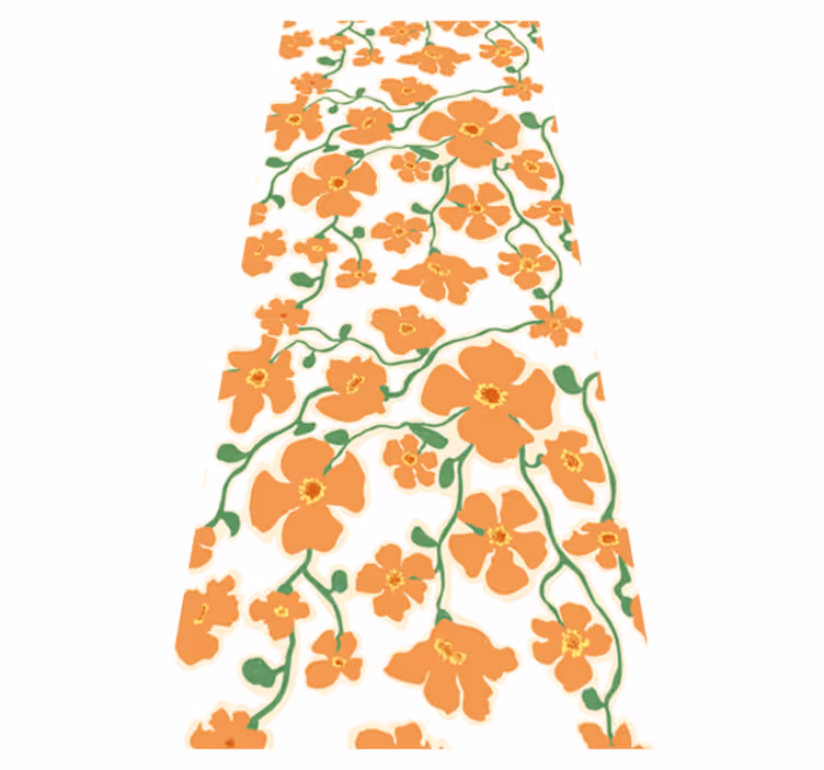 Living room vinyl carpet with green orange daisy flowers - TenStickers