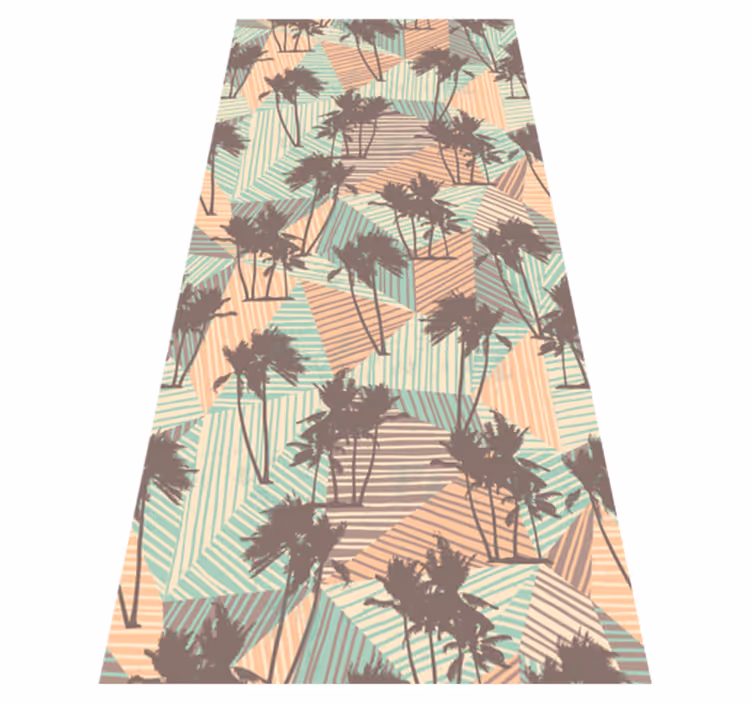 Living room vinyl carpet with tropical palm triangles - TenStickers