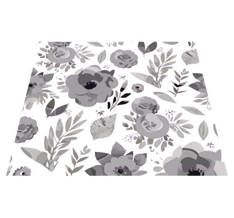 Grey vinyl carpet aquarella flowers design - TenStickers
