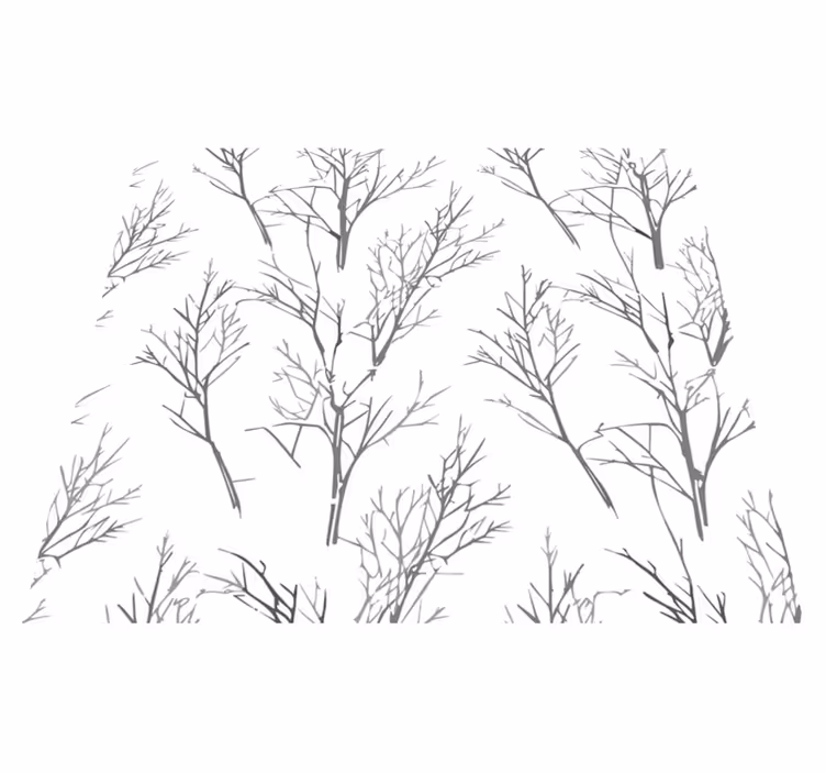 Grey vinyl carpet with slender branches design - TenStickers