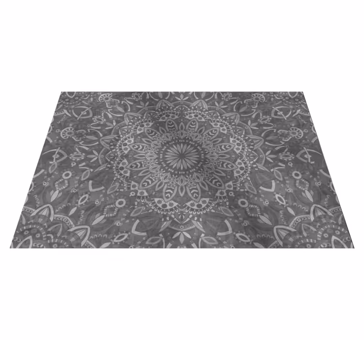 Grey vinyl carpet with detailed mandala design - TenStickers