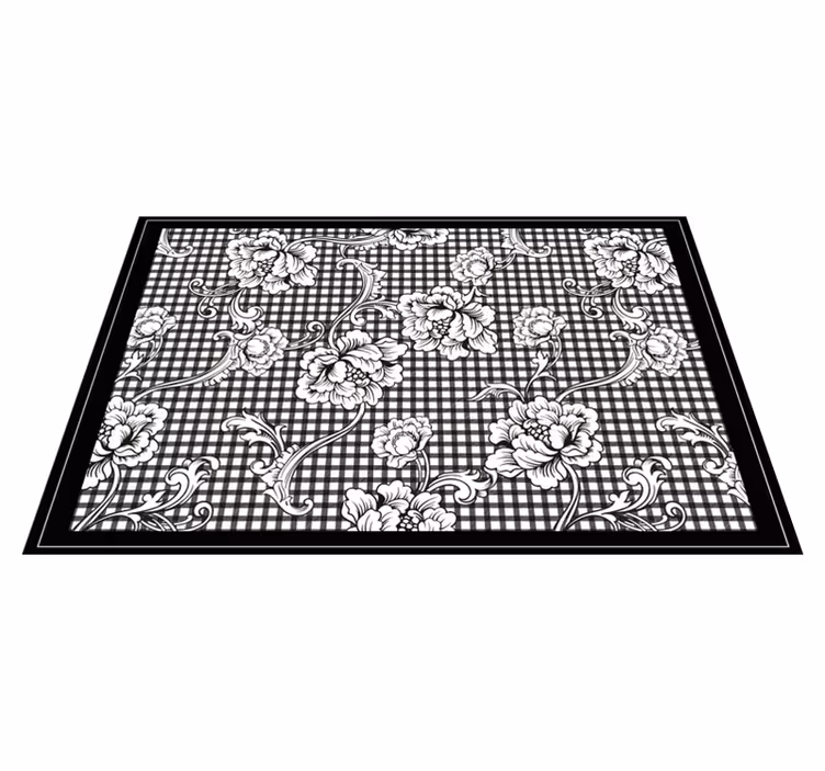 Grey vinyl carpet with black and white gingham pattern - TenStickers
