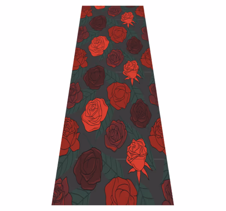 Hallway vinyl carpet with multiple roses and leaves - TenStickers