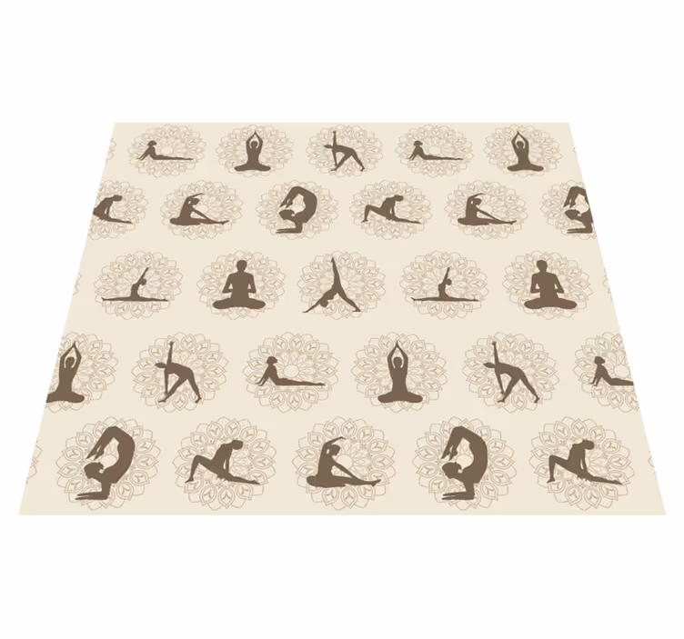 Beige vinyl carpet with brown yoga symbols - TenStickers