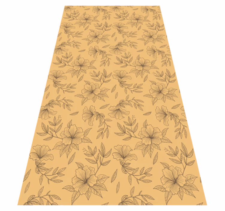 Beige vinyl carpet with beautiful silhouette flowers - TenStickers