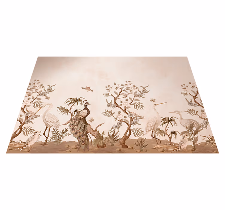 Beige vinyl carpet with vintage wildlife design - TenStickers