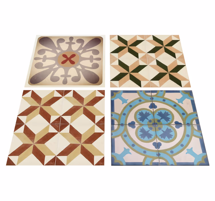 Beige vinyl carpet with decorative hydraulic mosaic trim - TenStickers