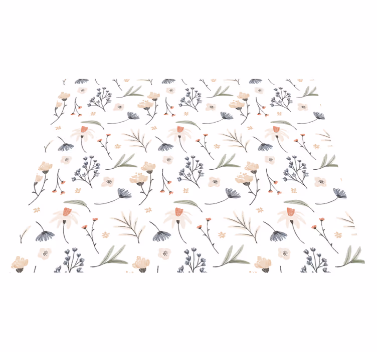 White vinyl carpet watercolor floral design - TenStickers