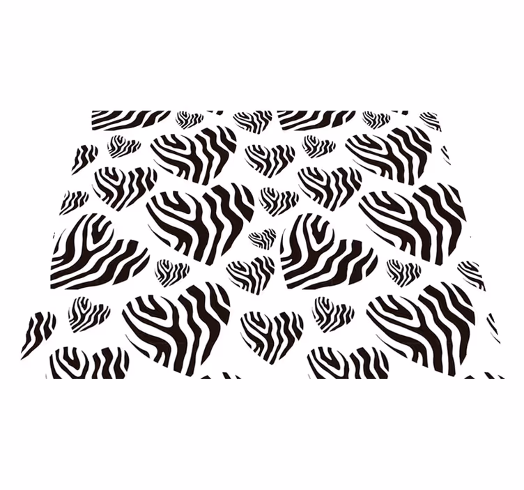 White vinyl carpet with zebra heart print - TenStickers