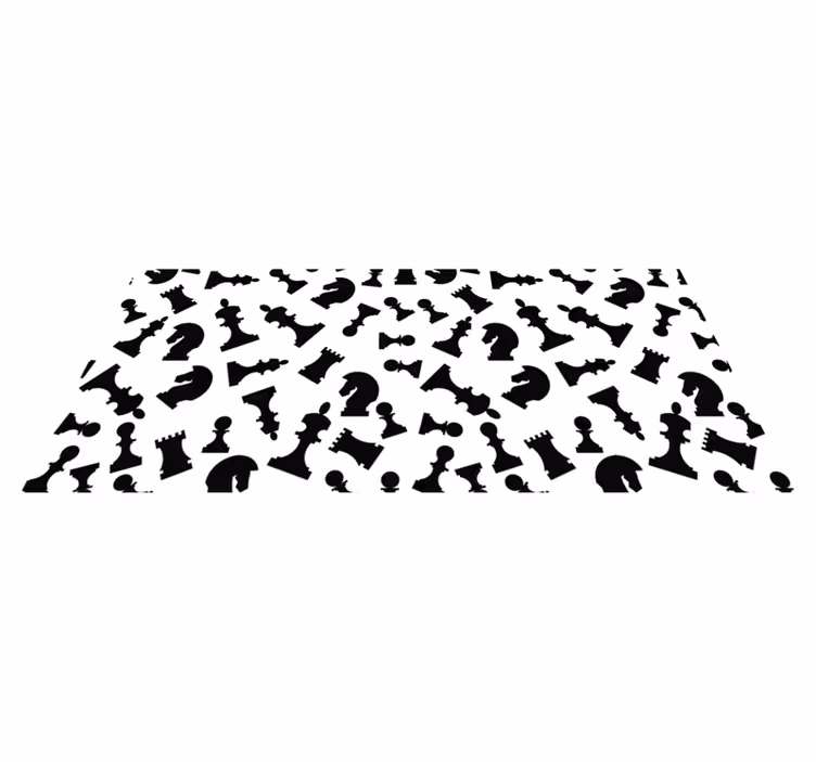 White vinyl carpet with black chess pieces design - TenStickers