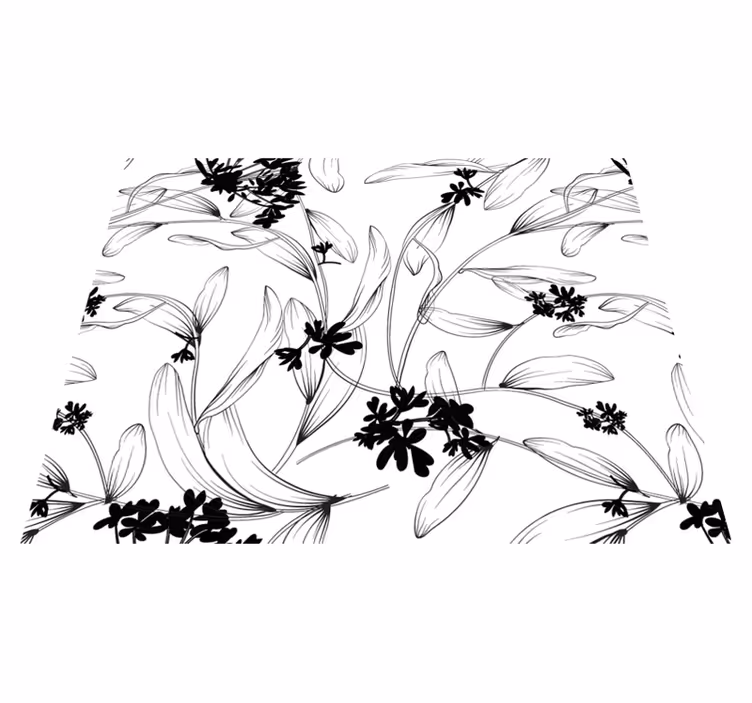 White vinyl carpet with black leaf pattern - TenStickers
