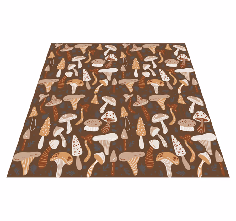 Brown vinyl carpet with forest mushrooms design - TenStickers