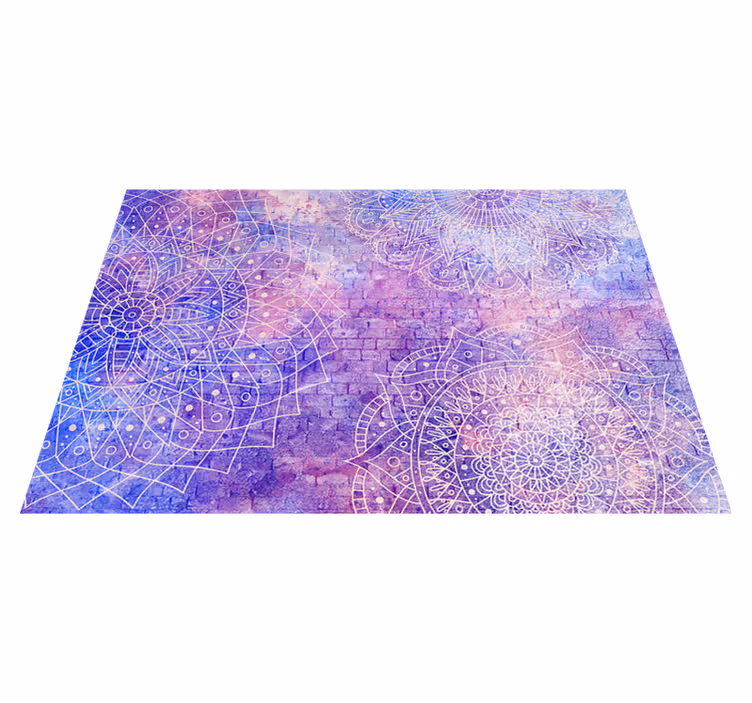 Purple vinyl carpet with mandala brick wall design - TenStickers